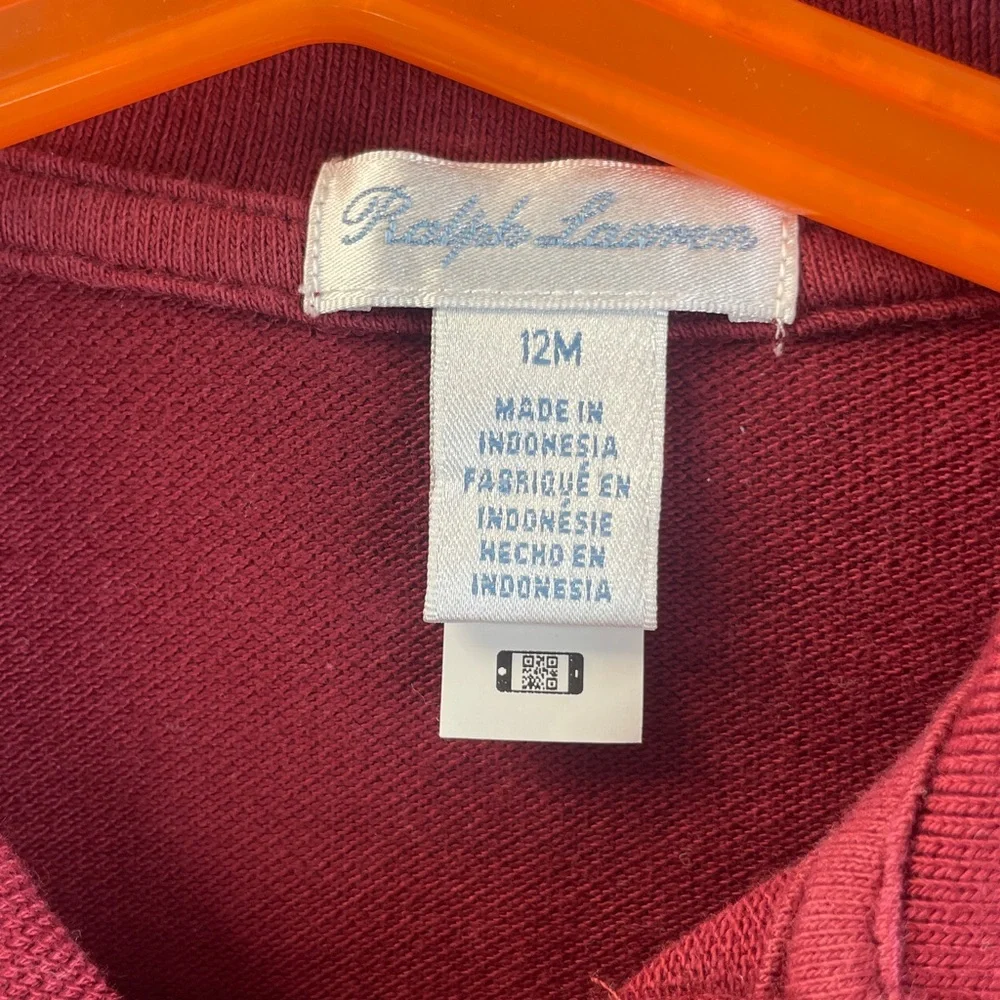 Ralph Lauren Kids Maroon Long‎ Sleeve Polo